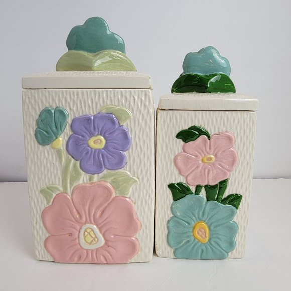 Handmade Floral Containers Ceramic Textured 90's - Picture 7 of 16